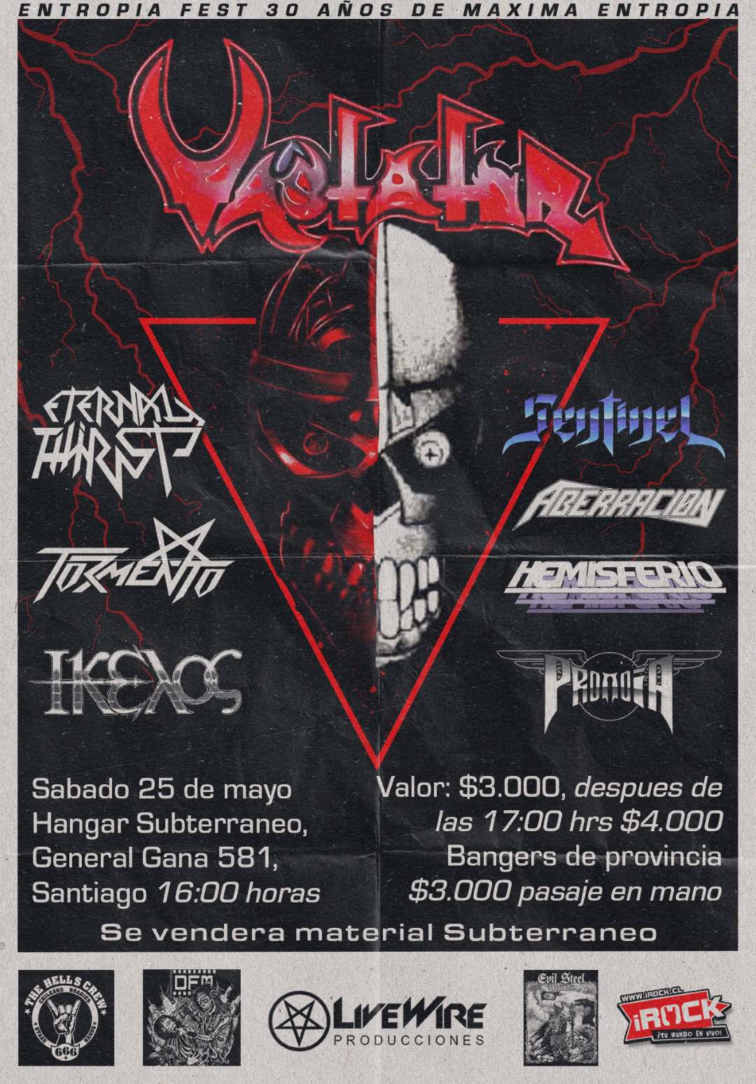 25 de Mayo: Entropía Fest - Celebración de los 30 años de "Maxima Entropía" de Vastator en Santiago