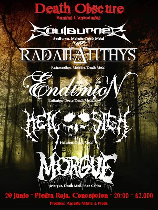 29 de Junio: Death Obscure - Radamanthys, Endimion, Soulburner, Hellsign y Morgue en Concepción