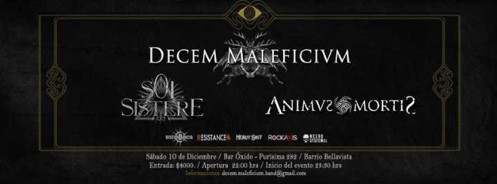 10 de Diciembre: Decem Maleficium, Animus Mortis y Sol Sistere en Santiago