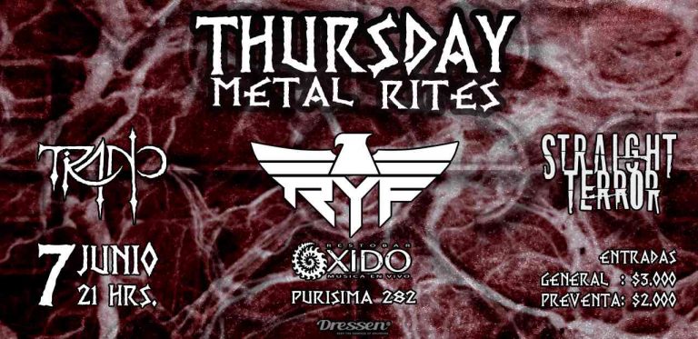 7 de Junio: Thursday Metal Rites – Straight Terror, RYF y Tirano en Santiago
