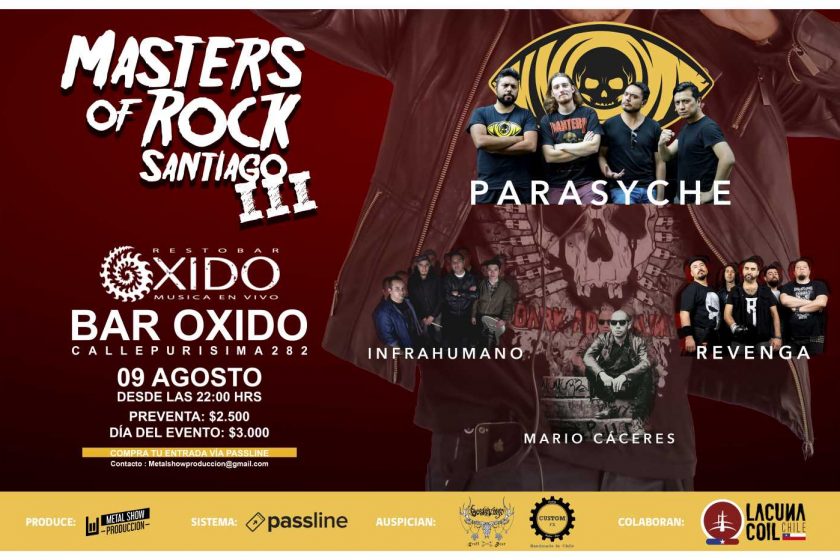 9 de Agosto: Masters Of Rock III - Parasyche, Revenga, Mario Cáceres e Infrahumano en Santiago