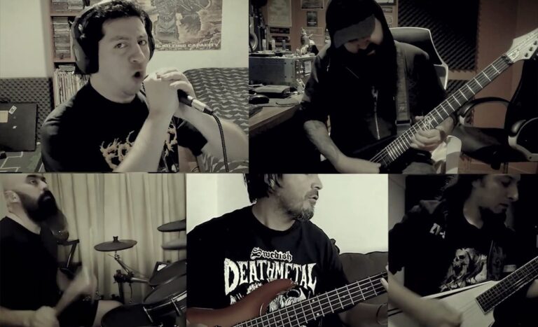 Miembros de Projector, Forked, Tenebre, Cranial Implosion y Vomitive Skull lanzan Of Fire, cover a Dismember